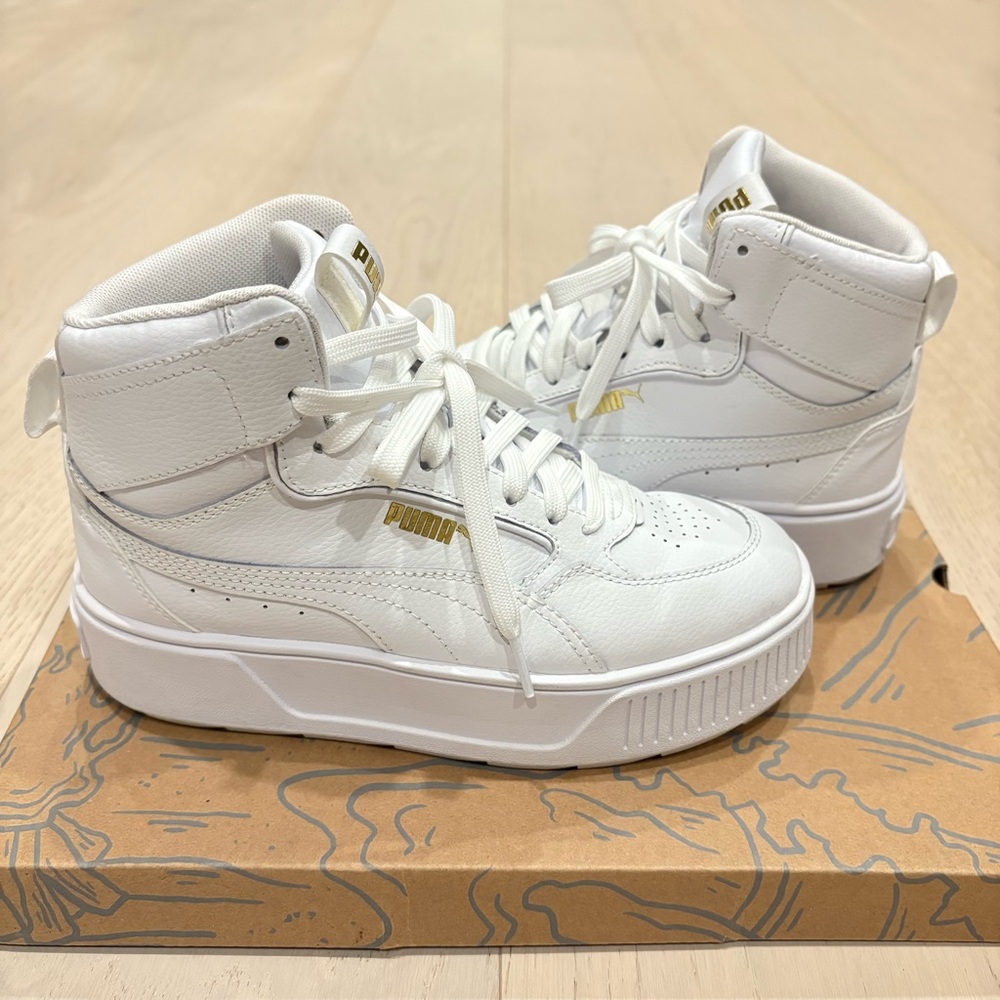 PUMA | Karmen Rebelle Platform Sneakers | White & Gold